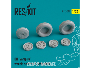 ResKit kit d'amelioration avion RS32-0251 Jeu de roues DH "Vampire" type 3 (lesté) 1/32