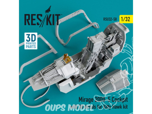 ResKit kit d'amelioration Avion RSU32-0058 Cockpit Mirage-2000-5 avec décalcomanies 3D pour kit Kitty Hawk1/32