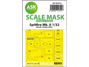 ASK Art Scale Kit Mask M32016 Spitfire Mk.II Revell / Hobby 2000 Recto Verso 1/32