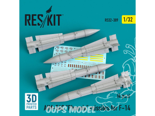 ResKit kit RS32-0389 Missiles AIM-54C "Phoenix" pour F-14 4 pièces 1/32