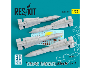 ResKit kit RS32-0388 Missiles AIM-54A "Phoenix" pour F-14 4 pièces 1/32