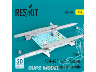 ResKit kit RS32-0400 Missiles AGM-88 "Harm" avec adaptateur pour Tornado 2 pièces 1/32