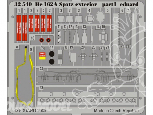 EDUARD photodecoupe avion 32540 Exterieur He162A Spatz 1/32