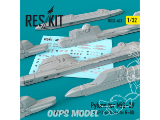 ResKit kit RS32-0403 Pylônes pour MiG-29 (APU-470 2 pièces pour R-27 & APU-60 4 pièces pour R-60) 1/32