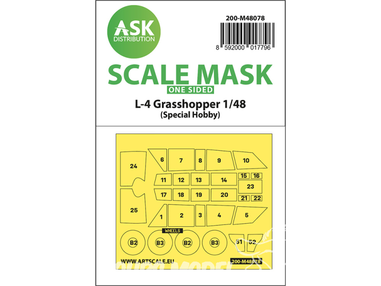ASK Art Scale Kit Mask M48078 L-4 Grasshopper Special Hobby Recto 1/48