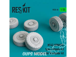 ResKit kit d'amelioration militaire RS35-0034 Jeu de roues M142 (HIMARS) type 2 (lestées) pour kit Trumpeter 1/35