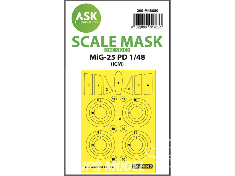 ASK Art Scale Kit Mask M48080 MiG-25 PD Icm Recto 1/48