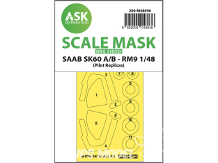 ASK Art Scale Kit Mask M48096 Saab SK60 A/B - RM9 Pilot Replicas Recto 1/48