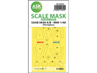 ASK Art Scale Kit Mask M48097 Saab SK60 A/B - RM9 Pilot Replicas Recto Verso 1/48
