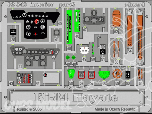 EDUARD photodecoupe avion 32542 Interieur Ki-84 Hayate 1/32