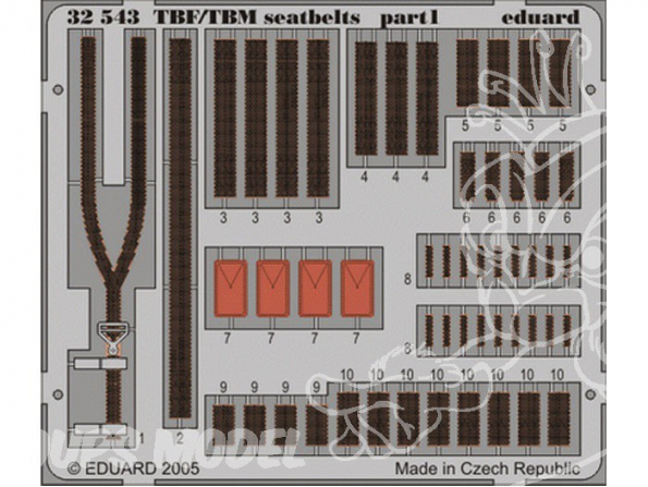 EDUARD photodecoupe avion 32543 Harnais TBF/TBM 1/32