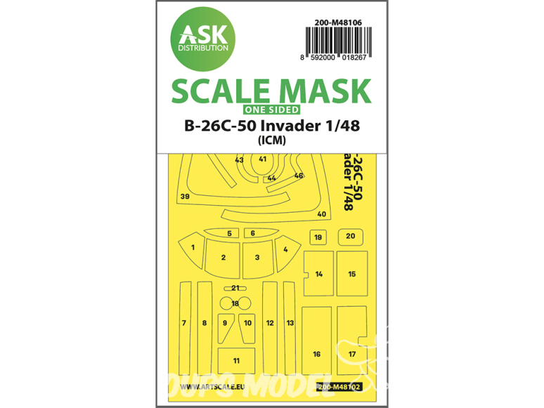 ASK Art Scale Kit Mask M48106 B-26C-50 Invader Icm Recto 1/48