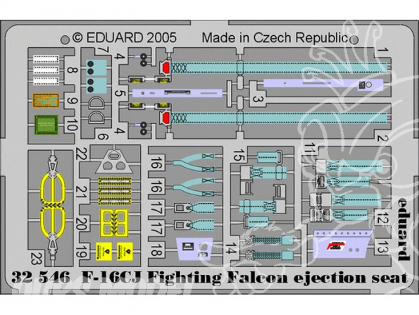 EDUARD photodecoupe avion 32546 Siege ejectable F-16CJ Fighting Falcon 1/32