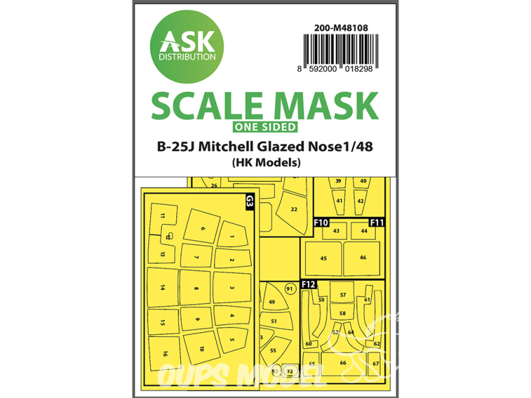 ASK Art Scale Kit Mask M48108 B-25J Mitchell Glazed Nose Hk Models Recto 1/48