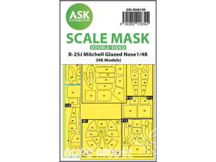 ASK Art Scale Kit Mask M48109 B-25J Mitchell Glazed Nose Hk Models Recto Verso 1/48