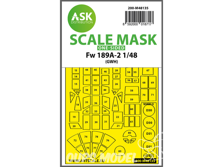ASK Art Scale Kit Mask M48135 Focke Wulf Fw 189A-2 Great Wall Hobby Recto 1/48