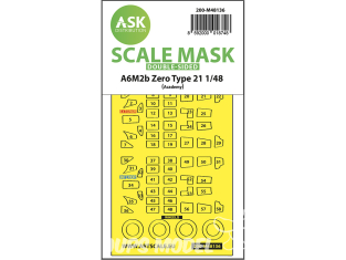 ASK Art Scale Kit Mask M48136 A6M2b Zero Type 21 Academy Recto Verso 1/48