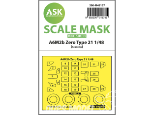 ASK Art Scale Kit Mask M48137 A6M2b Zero Type 21 Academy Recto 1/48