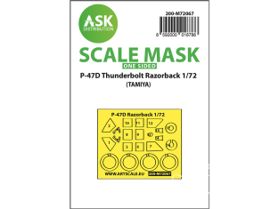 ASK Art Scale Kit Mask M72067 P-47D Thunderbolt Razorback Tamiya Recto 1/72