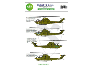 ASK Art Scale Kit Décalcomanies D32010 Bell AH-1G Cobra 1th Aviation Helicopter Cavalry 1/32