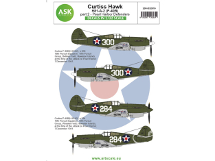 ASK Art Scale Kit Décalcomanies D32016 Curtiss Hawk H81-A-2 (P-40B) Partie 2 - Pearl Harbor Defenders 1/32