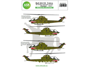 ASK Art Scale Kit Décalcomanies D32019 Bell AH-1G Cobra 3th Aviation Helicopter Cavalry Kentaur Partie 2 1/32