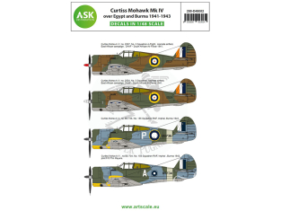 ASK Art Scale Kit Décalcomanies D48002 Curtiss Mohawk Mk IV over Egypt and Burma 1941 - 1943 1/48