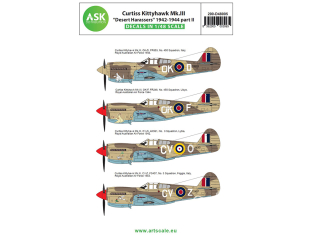 ASK Art Scale Kit Décalcomanies D48005 Curtiss Kittyhawk Mk.III "Desert Harassers" 1942 - 1944 Partie II 1/48