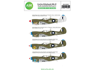 ASK Art Scale Kit Décalcomanies D48007 Curtiss Kittyhawk Mk.IV Pacific battlefield RAAF Partie II 1/48