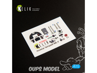 Kelik Decals 3D K72023 Décalcomanies 3D intérieures Hawker Tempest Mk.V pour kit Airfix 1/72