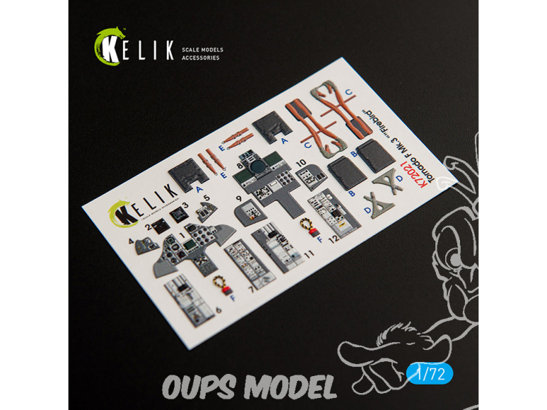 Kelik Decals 3D K72021 Décalcomanies 3D intérieures Tornado F Mk.3 "Firebird" pour Hasegawa 1/72