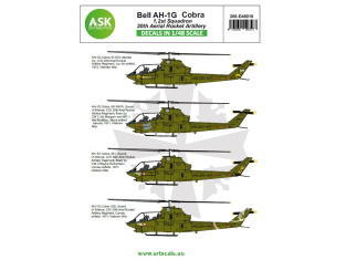 ASK Art Scale Kit Décalcomanies D48018 Bell AH-1G Cobra 1,2st Squadron 20th Aerial Rocket Arillery 1/48
