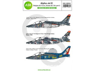 ASK Art Scale Kit Décalcomanies D48024 Alpha Jet E Armée de l'Air & Belgian Air Force Partie 2 1/48