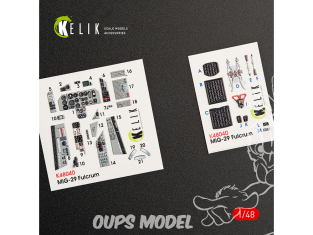 Kelik Decals 3D K48040 Décalcomanies 3D intérieures MiG-29A (9-12) "Fulcrum" pour kit GWH1/48