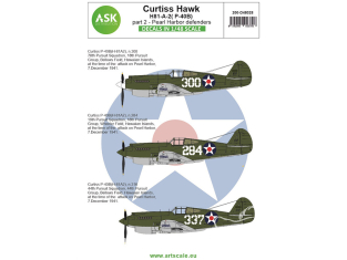 ASK Art Scale Kit Décalcomanies D48028 Curtiss Hawk H81-A-2 (P-40)B Partie 2 - Pearl Harbor defenders 1/48