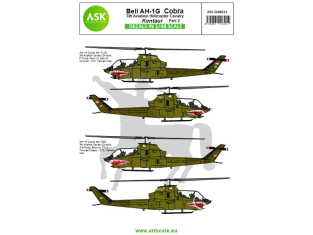 ASK Art Scale Kit Décalcomanies D48031 Bell AH-1G Cobra 3th Aviation Helicopter Cavalry Kentaur Partie 2 1/48