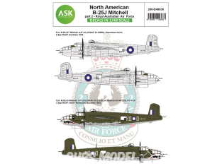 ASK Art Scale Kit Décalcomanies D48036 North American B-25J Mitchell Partie 2 - Royal Australian Air Force 1/48