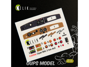 Kelik Decals 3D K35006 Décalques 3D intérieurs camion utilitaire Opel Blitz 3ton 4x2 pour kit Tamiya 1/35