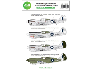 ASK Art Scale Kit Décalcomanies D72009 Curtiss Kittyhawk Mk.III Pacific battlefield RAAF Partie 4 1/72