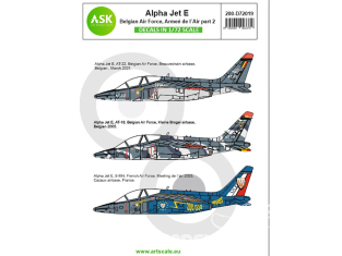 ASK Art Scale Kit Décalcomanies D72019 Alpha Jet E Armée de l'Air & Belgian Air Force Partie 2 1/72