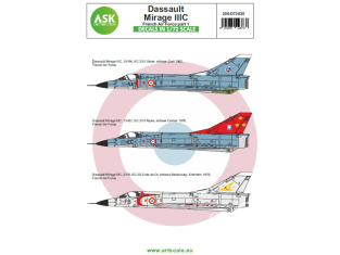 ASK Art Scale Kit Décalcomanies D72025 Dassault Mirage IIIC Armée de l'Air Partie 1 1/72