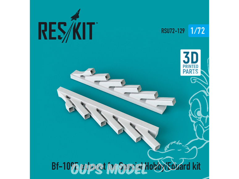 ResKit kit d'amelioration Avion RSU72-0129 Pot d'échappement Bf-109E pour kit Special Hobby ou Eduard (Impression 3D) 1/72