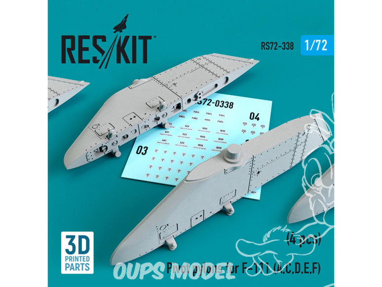 ResKit kit armement Avion RS72-0338 Pylônes pivotants pour F-111 (A,C,D,E,F) 4 pièces 1/72