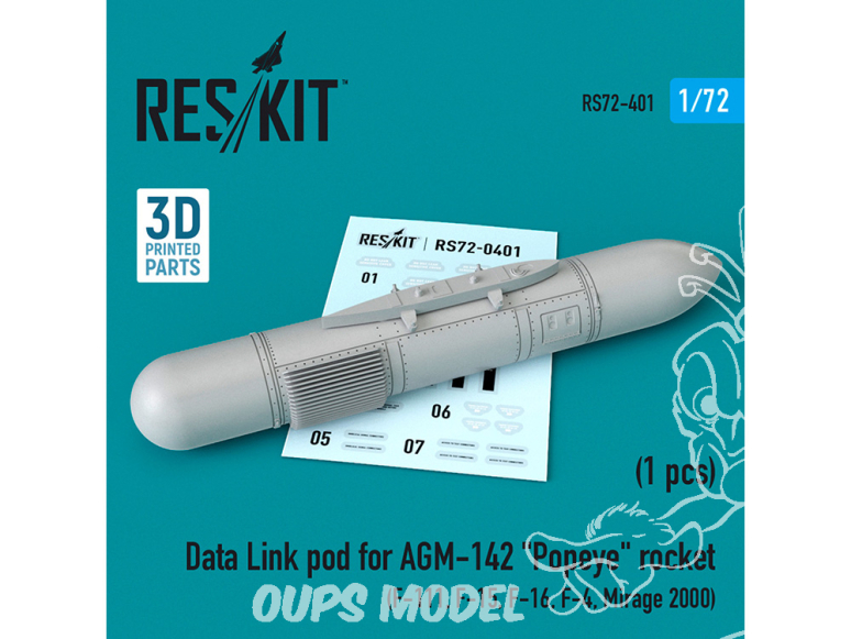ResKit kit RS72-0401 Module Data Link pour fusée AGM-142 "Popeye" pour F-15, F-16, F-4, Mirage 2000, F-111 1/72