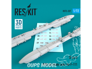 ResKit kit armement Avion RS72-0337 Râteliers à bombes BRU-3A pour F-111 2 pièces (Impression 3D) 1/72