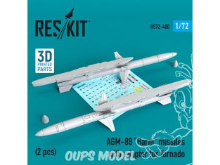 ResKit kit RS72-0400 Missiles AGM-88 "Harm" avec adaptateur pour Tornado (2 pcs) 1/72