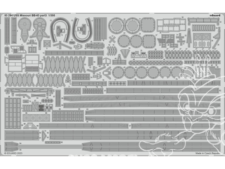 Eduard photodecoupe bateau 53294 Amélioration USS Missouri BB-63 Partie 3 Hobby Boss 1/350