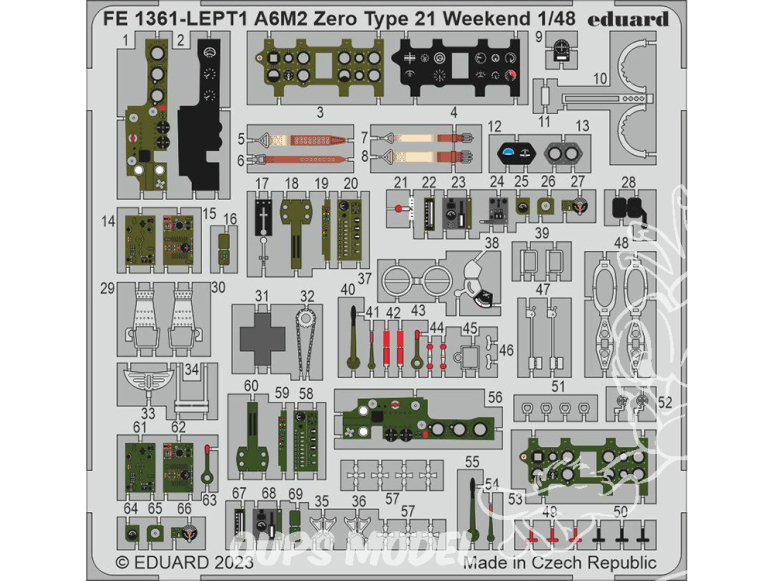 EDUARD photodecoupe avion FE1361 Zoom amélioration A6M2 Zero Type 21 Weekend Eduard 1/48