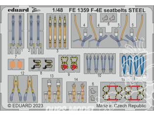 EDUARD photodecoupe avion FE1359 Harnais métal F-4E Meng 1/48