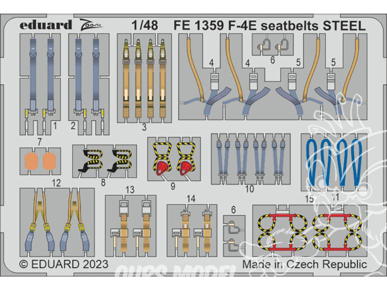 EDUARD photodecoupe avion FE1359 Harnais métal F-4E Meng 1/48